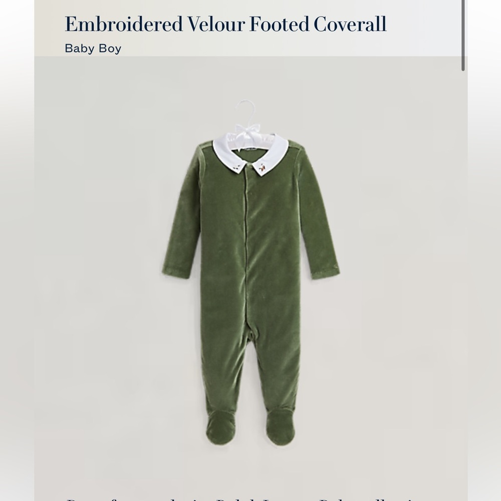 Ralph Lauren embroidered velour Footie BNWT